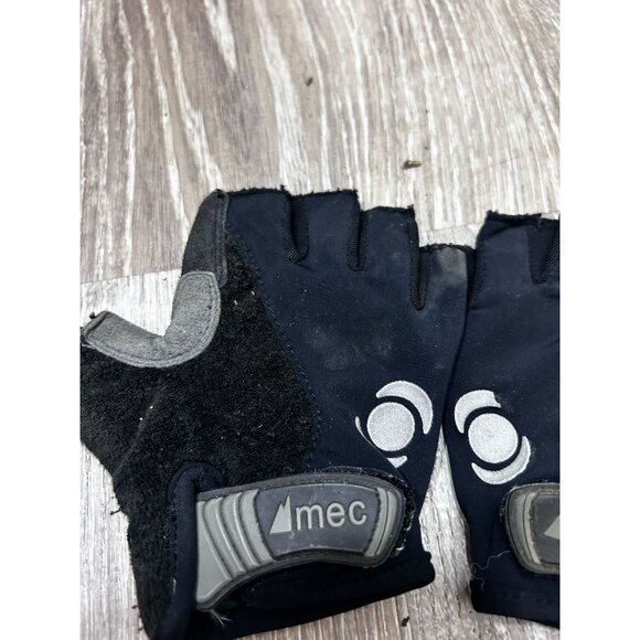 Mec Bicycle Gloves Cycling Gloves Half Finger Leather Black - Picture 3 of 5